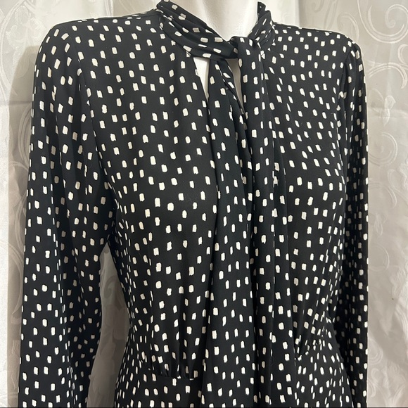BCBG MAXAZRIA B&W Collared Buttoned Front Dress - Picture 5 of 12